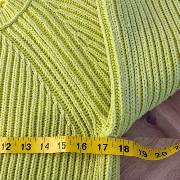 J. Crew Garment Washed Kiwi Ribbed Ballon Sleeve Chunky Cotton Sweater Women S - Picture 5 of 8